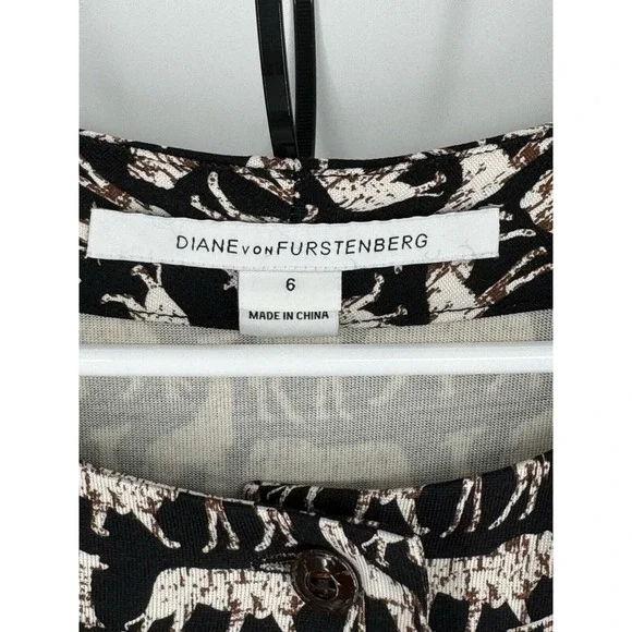 Diane Von Furstenburg Opal Jungle Animal Print Silk Button Front Romper Size 6‎ - Picture 10 of 15